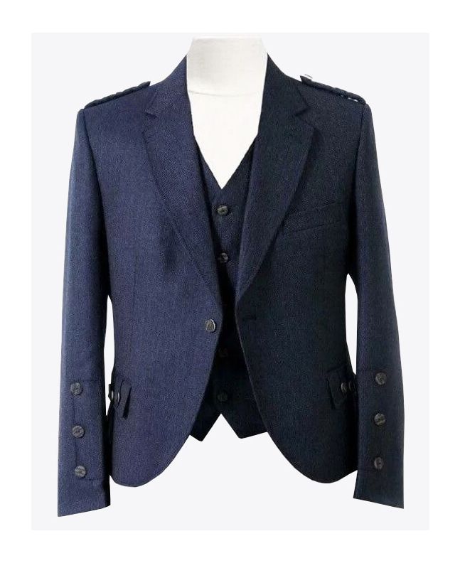 Arrochar Tweed Argyll Jacket & Waistcoat Navy Blue