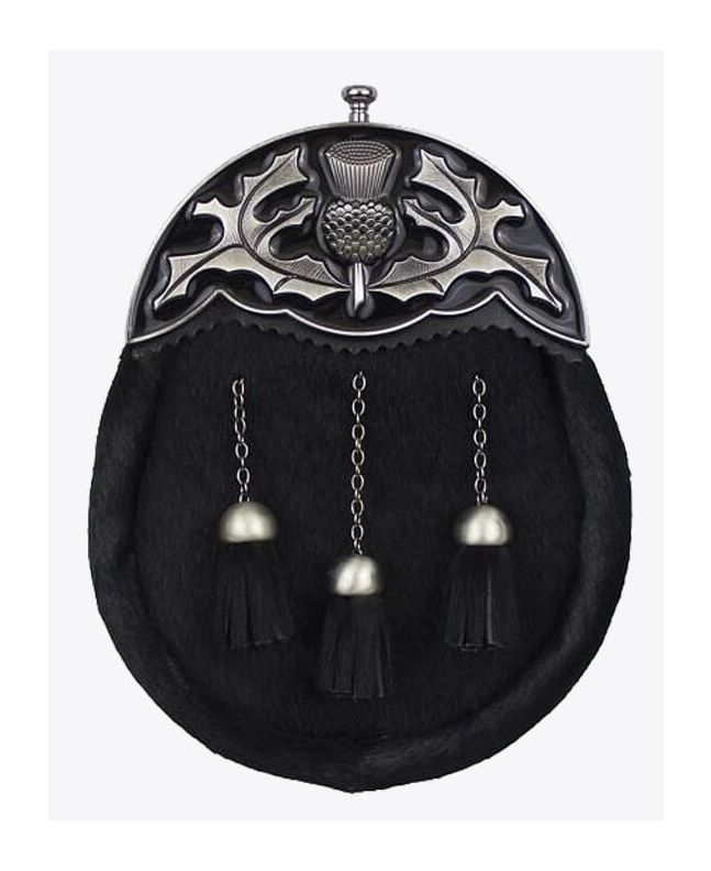 Black Enamel Antique Thistle Cantle Dress Sporran