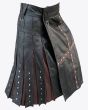 Black and Brown Genuine leather Kilt for Men
