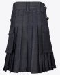 Black Denim Kilt for Men Back