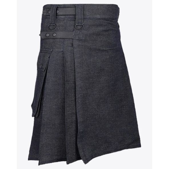 Black Denim Kilt for Men