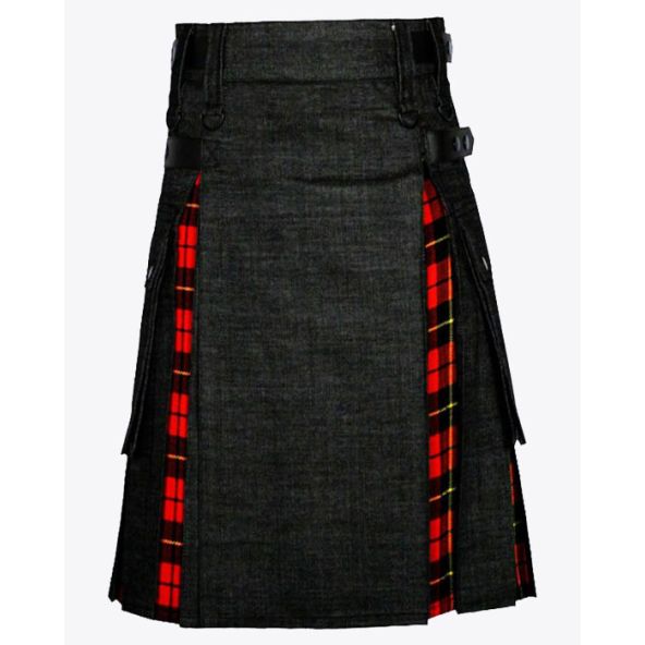 Denim & Tartan Hybrid Kilt for Men