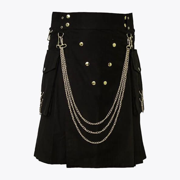 Famous Cargo Utility Kilt With Golden Chains