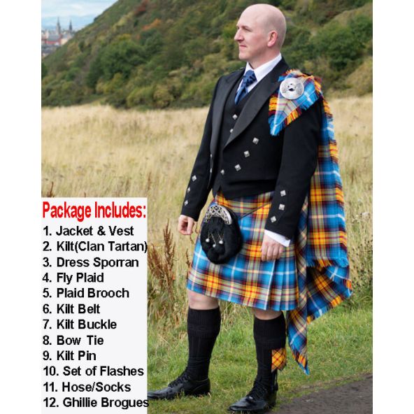 Prince Charlie Scottish Kilt Outfit 5 Buttons Vest