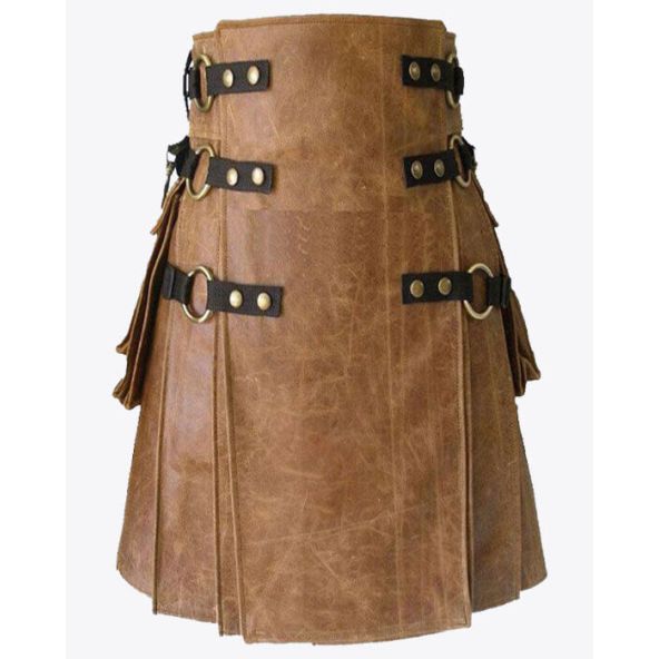 Voguish Brown Tartan Kilt for Men