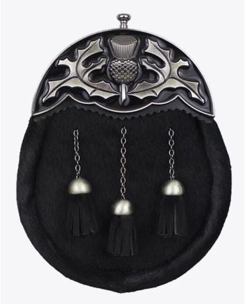 Black Enamel Antique Thistle Cantle Dress Sporran