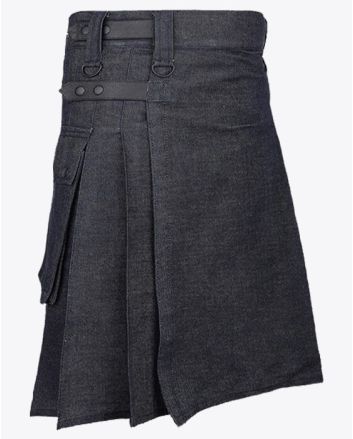 Black Denim Kilt for Men