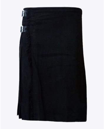 Solid Black Tartan Kilt